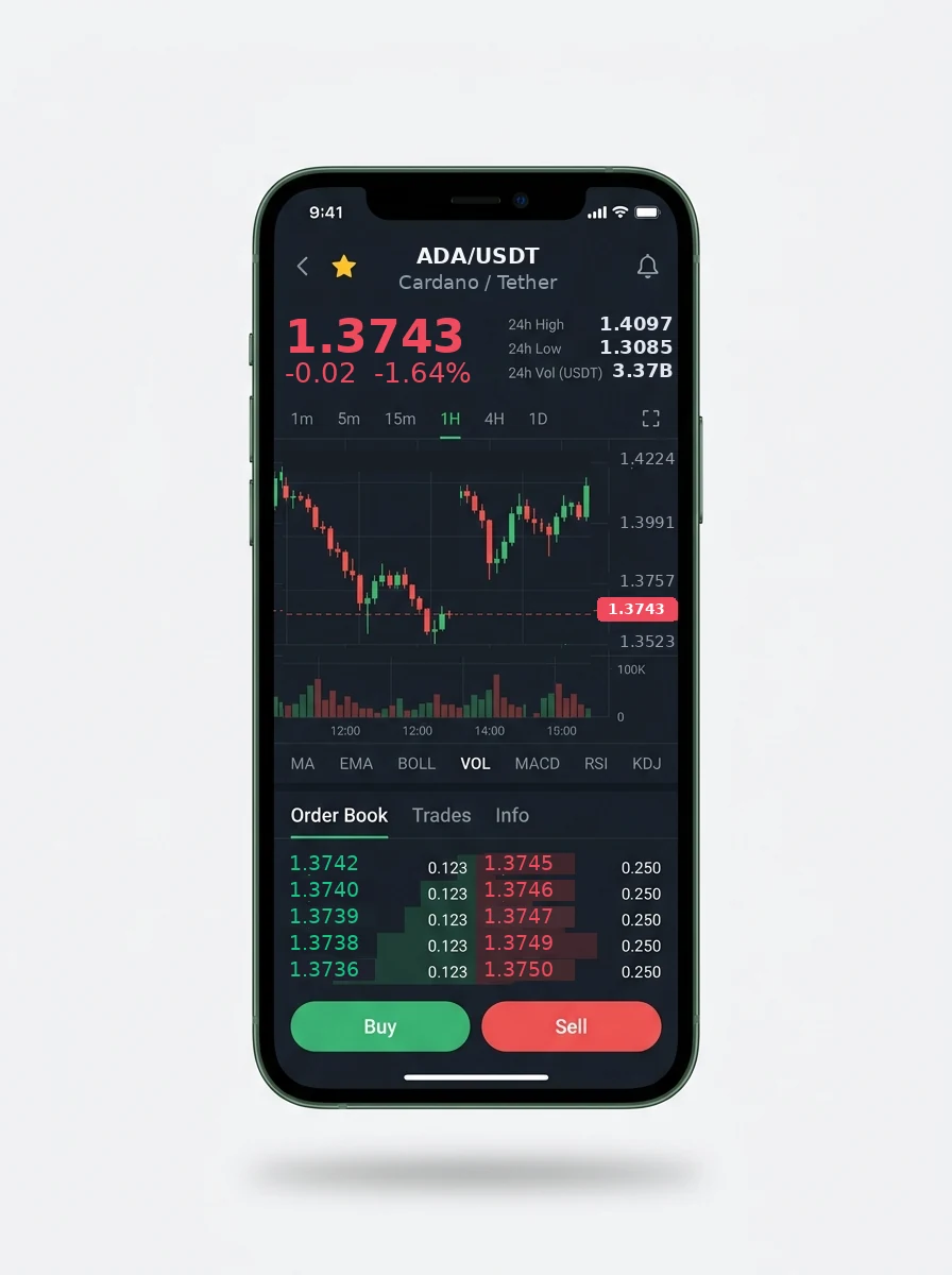 The same portfolio view on a phone screen